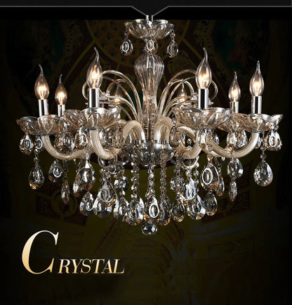 New Modern Candle Cognac Color Crystal Chandelier Living Room Large Light Atmosphere Restaurant Bedroom Lobby Hotel Hanging Lamp