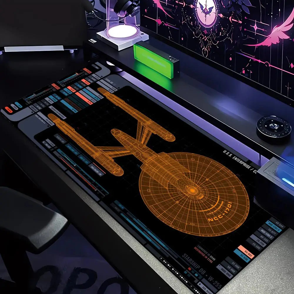 Spaceship Design XXL Gaming Mouse Pad, Non-slip Stitched Edge Desk Mat, Keyboard Mat, Computer Accessories for PC Gamers,100x50