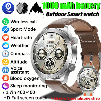2026 new business men's smart watch 1000 mAh battery with compass altitude pressure IPX8 waterproof call sports health watch