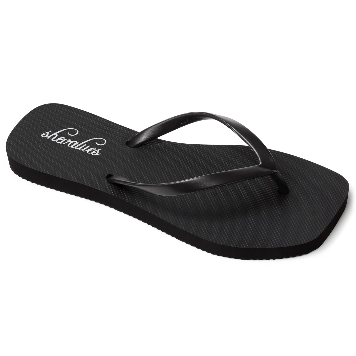 Evshine Women's Square Toe Flip Flops Summer New Comfort Rubber Beach Thong Sandals Lightweight Pool Slides Bath Shower Slippers