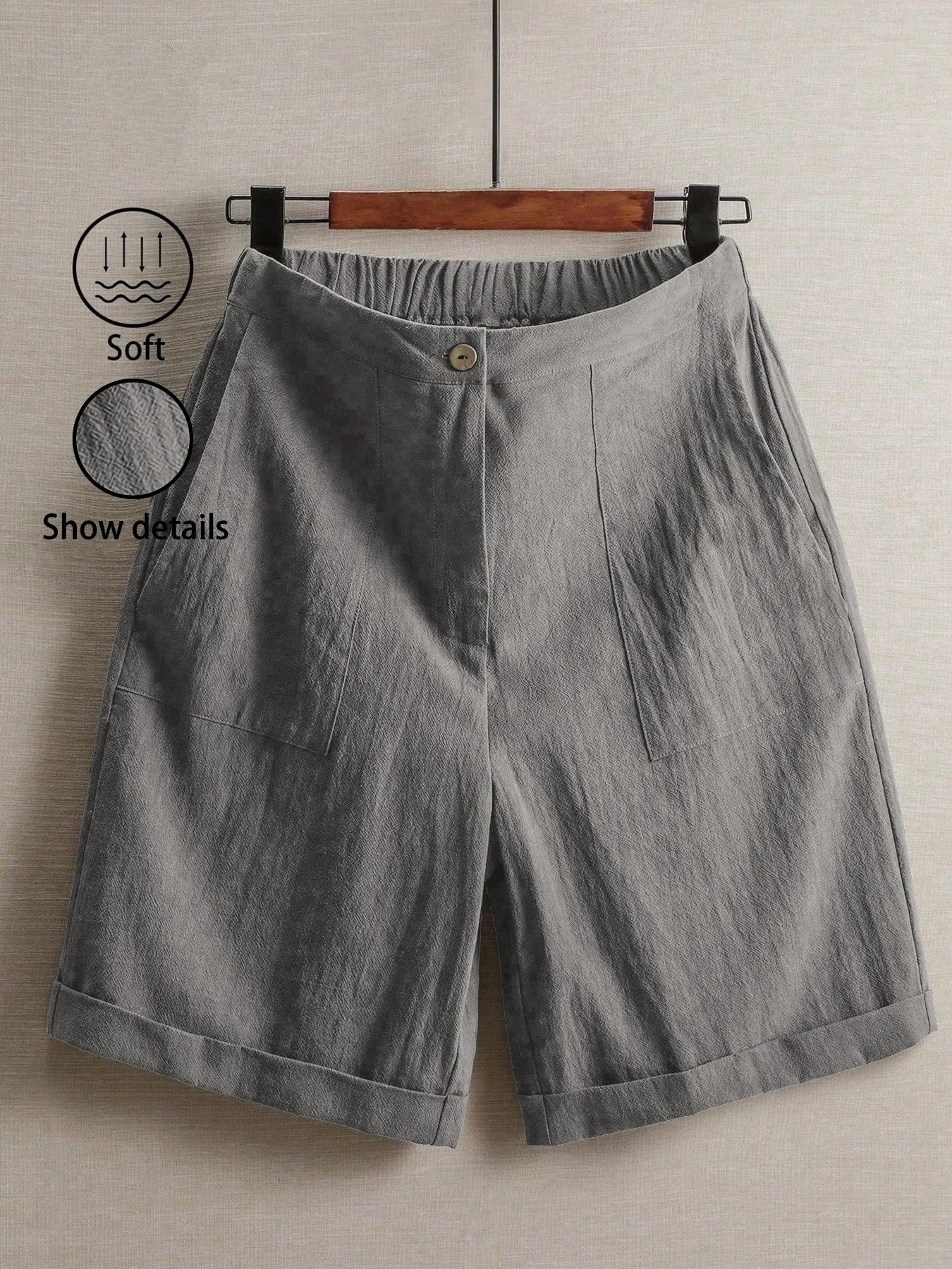 Summer women's thin five-point pants, wide-leg casual straight-leg high-waisted women's pants, fashionable outdoor sports pants