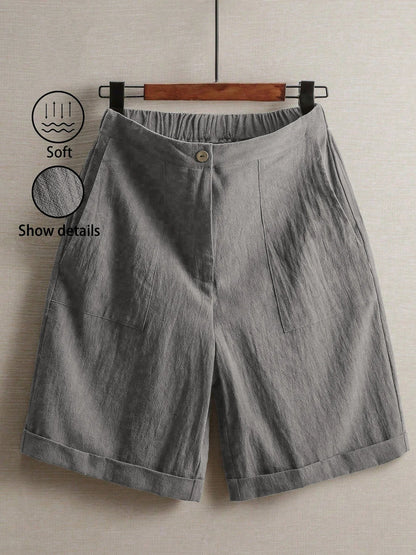 Summer women's thin five-point pants, wide-leg casual straight-leg high-waisted women's pants, fashionable outdoor sports pants