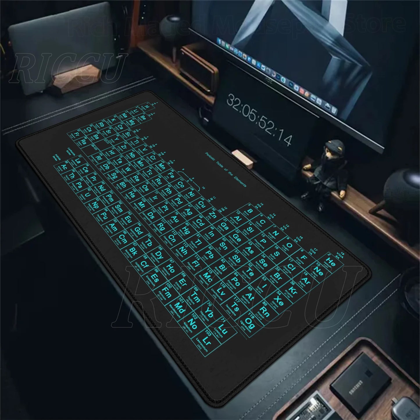 Periodic Table of Elements Mouse Pad Large Gaming Keyboard Mousepad with Stitched Edge Non-Slip Rubber Base Office PC Desk Mat