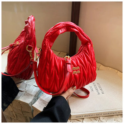Fashion Pleated Cloud Shoulder Bags for Women Removable Shoulder Strap Crossbody Bag PU Handbags Ladies Shopping Small Bag Purse