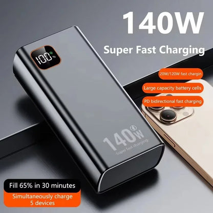 Lenovo 140W Super Fast Charging 2026 Ultra Capacity CCC Portable Charger Power Bank For IPhone Samsung 500000mAh