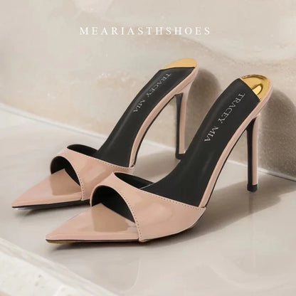 Super-high Heel Slippers Women Shoes Summer Peep Toe Mixed Colors Stiletto Sandals Sexy Party Ladies Shoes Luxury Woman Pumps