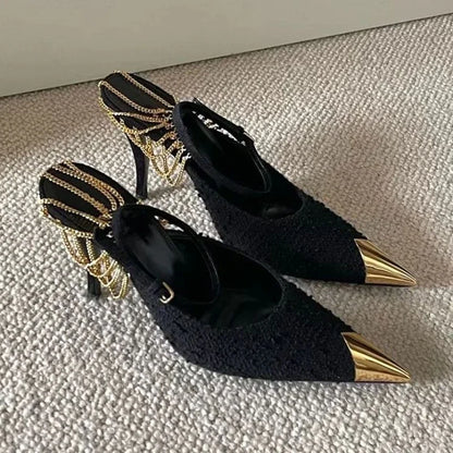 Stiletto Pointed Toe Sandals for Women 2025 Luxury Footwear Vintage Sandal Summer Offers Pvc Cheap Liquidation Woman Shoes Sale