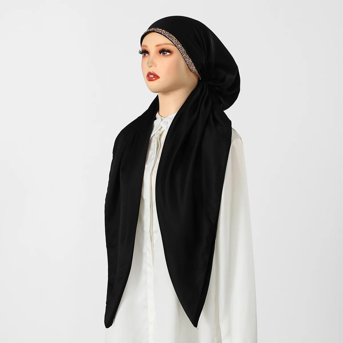 New Muslim Satin Silk Instant Hijabs Scarf Printed Turban Thick Hijab Cap Night Cap Women Ramadan Elastic Satin Hair Bonnet Eid