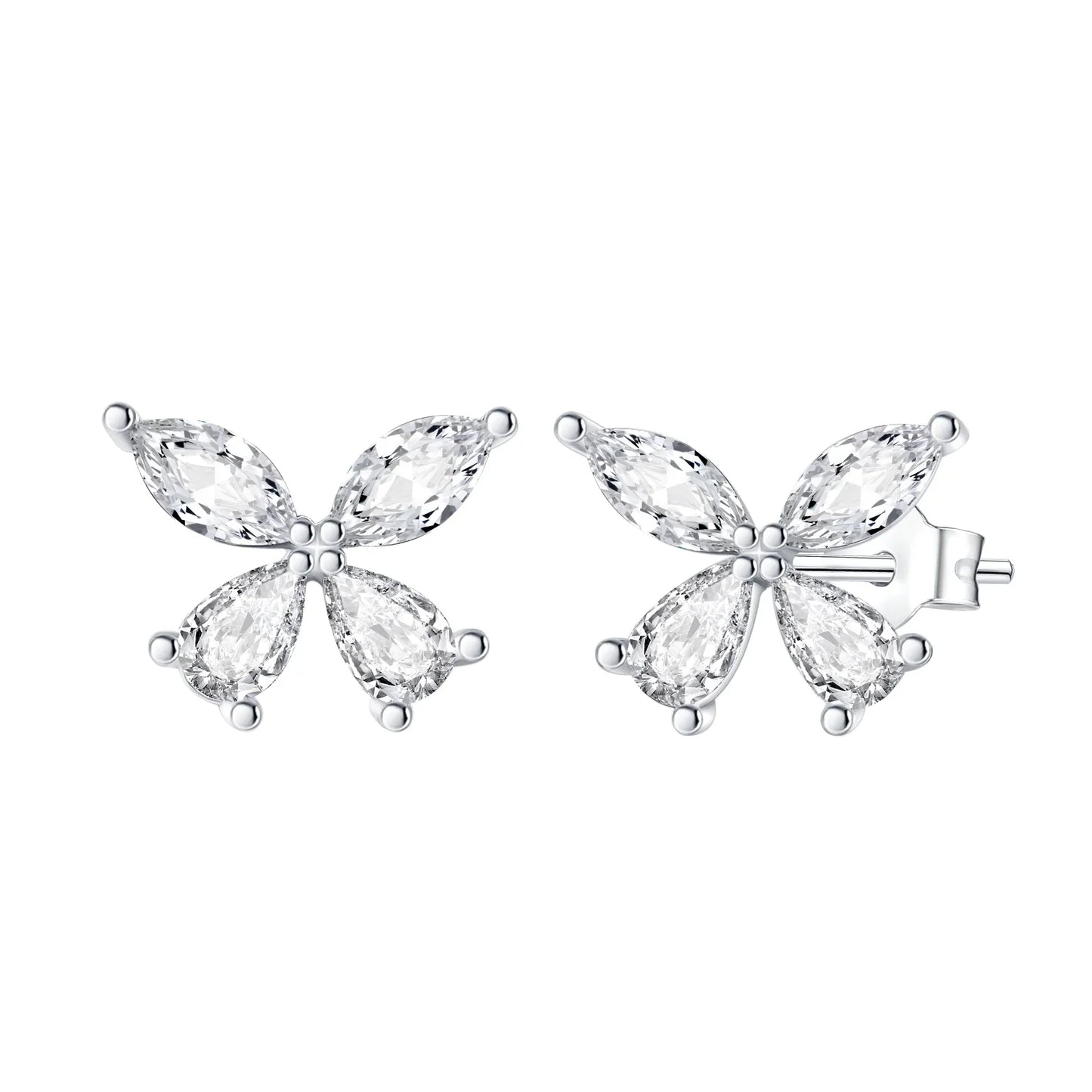 Original 925 Sterling Silver Luxury Bow Flower Shaped Clover Rose Pendant Earrings Elegant Mature Women Delicate Jewelry Gift
