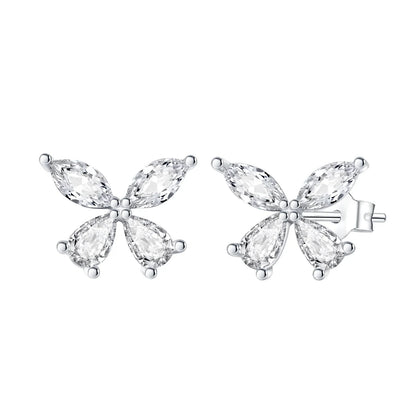 Original 925 Sterling Silver Luxury Bow Flower Shaped Clover Rose Pendant Earrings Elegant Mature Women Delicate Jewelry Gift