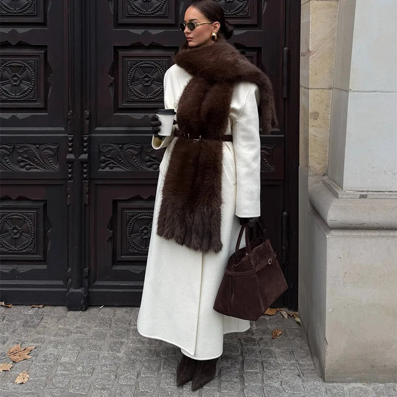 Faux Fur Tassels Scarf for Women Autumn Winter Fluffy Fur Neckerchief 2026 New Lady Luxury Shawl Scarves Clothing Accessories