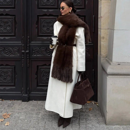 Faux Fur Tassels Scarf for Women Autumn Winter Fluffy Fur Neckerchief 2026 New Lady Luxury Shawl Scarves Clothing Accessories