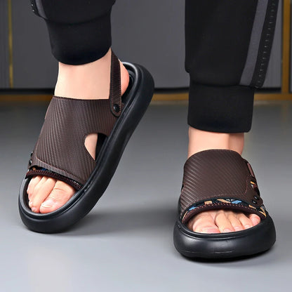 Men's Outdoor Two-Way Wear Slippers Summer Comfortable Slides Anti-Slip Soft-Soled Sandals Casual Breathable Male Beach Shoes