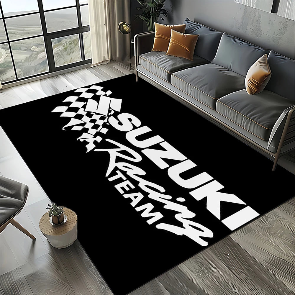 2025 Racing Car S-SUZUKI Logo Motorcycle Carpet Rug for Bedroom Living Room Home Sofa Decoration,kids Play Decor Floor Mat Gift
