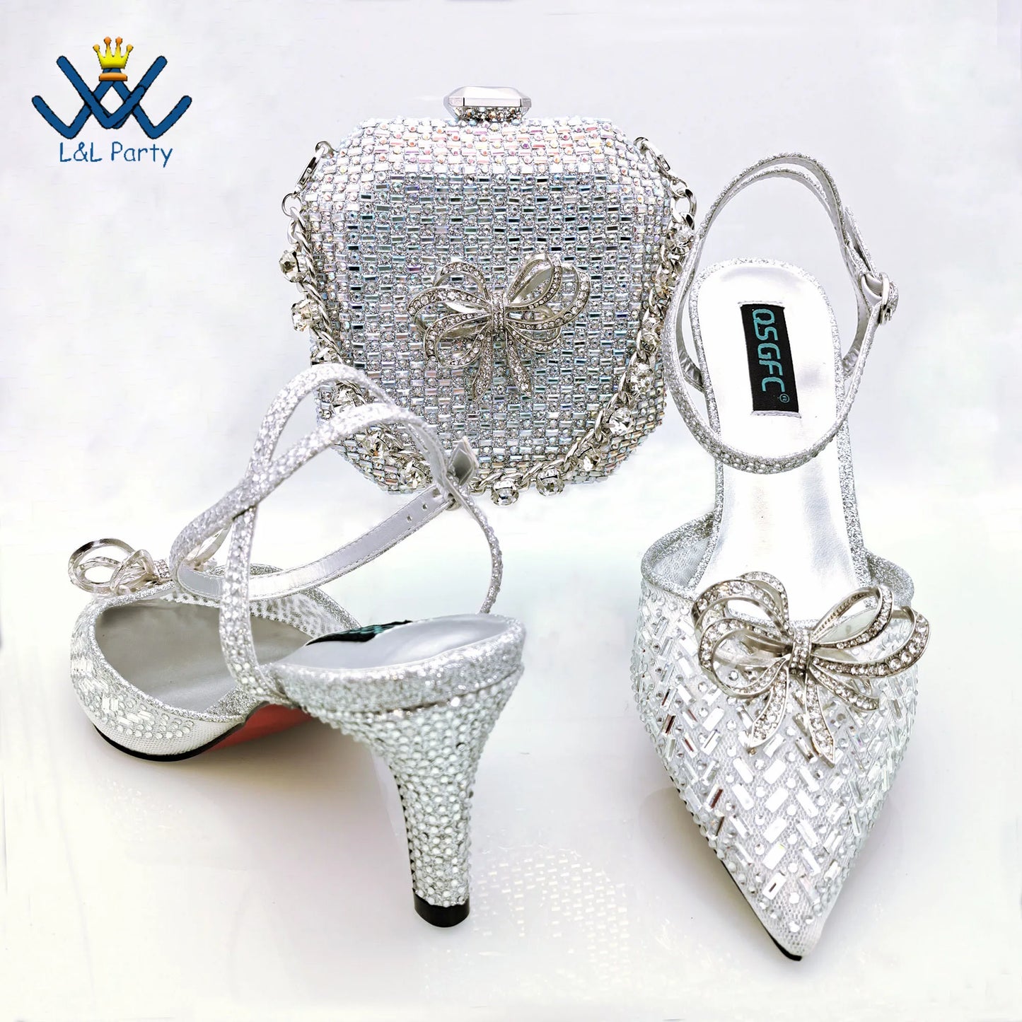 Concise New Design African Italian Women Shoes and Bag Set in Magenta Color High Quality Pumps for Wedding Party