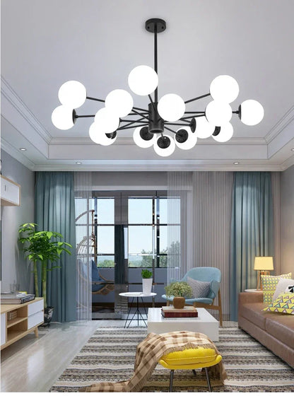 Modern Lustrous Glass Chandelier Ceiling Light Elegant Indoor Lighting for Living Room Dining Room - Luxury Room Decoration