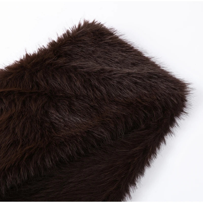 Faux Fur Tassels Scarf for Women Autumn Winter Fluffy Fur Neckerchief 2026 New Lady Luxury Shawl Scarves Clothing Accessories