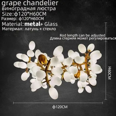 Nordic Luxury Grapes Bunch Hanging Chandelier Lamp for Dining Room Living Room Loft Villa Hotel Hall Decor Pendant Lights