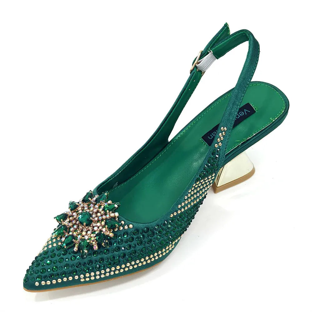 Italian Design Evening Shoes And Bag Paired With Handmade Petal Clutches Pointed Toe High-Heel Shoes For Women Party Shoes