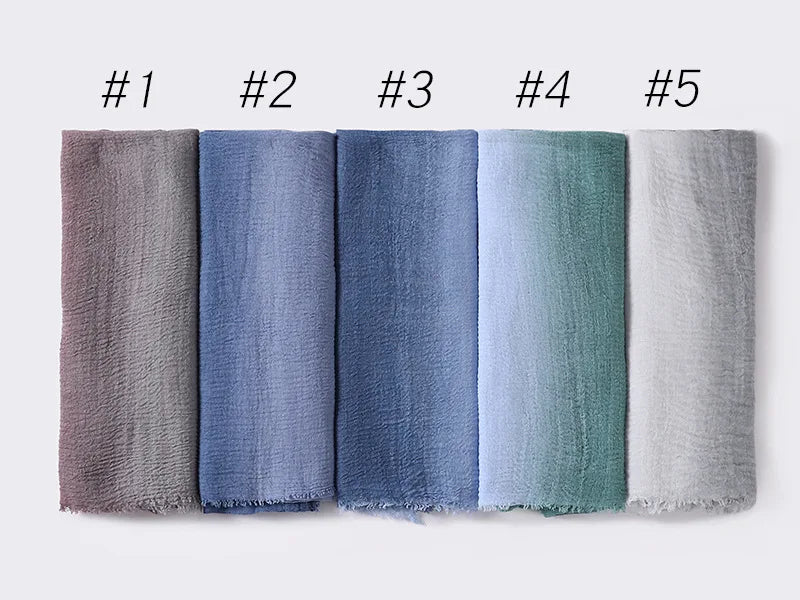 180*90cm Gradient Cotton Linen Women Muslim Hijab Scarf Woman Islamic Arab Shawl Wrap Head Scarves Ready To Wear Headscarf