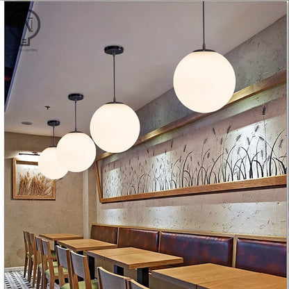Gold/Black/silv Glass Ball Pendant Lights White Globe Hanging Lamps Bar Restaurant Deco Luminaire Bedroom Light E27 Pendant Lamp