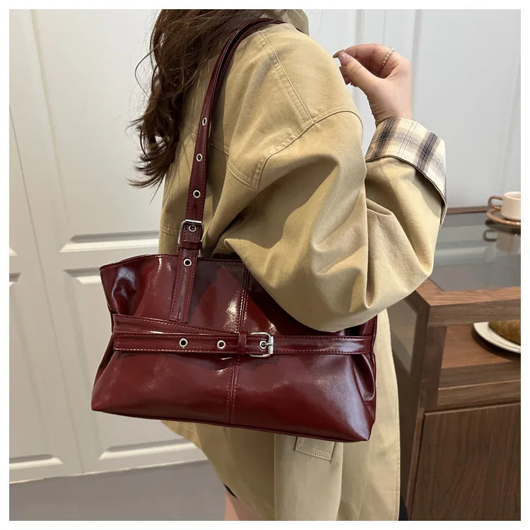 Winter Style Women's Retro Minimalist Tote Shoulder Bag 2025 Autumn Large Capacity Commuting Top-Handle Hand Bags for Women