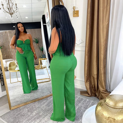 HBLL Sexy Women Fringe Jumpsuits One Piece Outfits Women Summer Bodycon Jumpsuit Strapless Sleeveless Female Streetwear Overalls