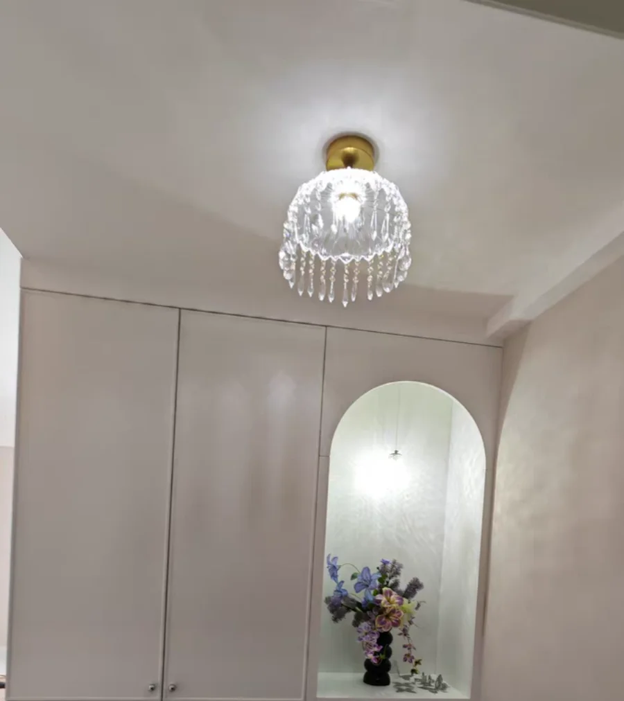 IWHD Knob Switch LED Pendant Lamp Bedroom Restaurant Cafe Luxury Crystal Glass Nordic Modern Interior Home Decor Hanging Lights
