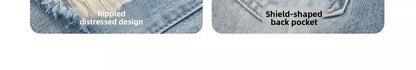 Trendy Ripped Straight Leg Jeans Women's Spring Summer High Waist Loose Wide Leg Pants Slimming Design Casual Denim Jeans