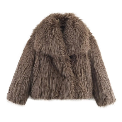 HH Women Winter Elegant Loose Turn-Down Collar Warm Coats Solid Long Sleeves Pockets Women's New Fashion Short Coats 3 Color