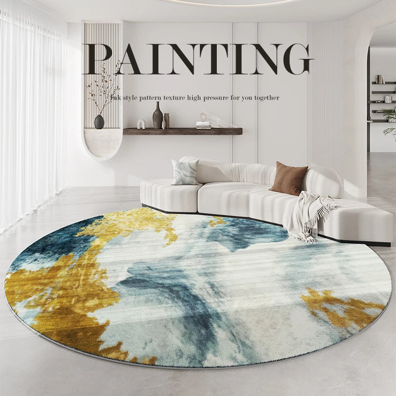 Splash ink living room decoration Round carpet large area lounge anti-slip mat luxury Nordic rugs for bedroom washable study rug