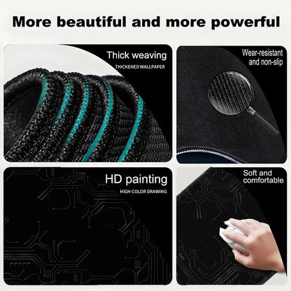 Black Circuit Board Pattern Mouse Pad Large Computer Office Table Mats Rubber Anti-slip Gaming Keyboard Mousepads Long Desk Pads