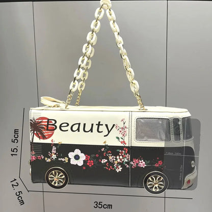 Luxury Designer Purses and Handbags Funny Bus Shape Bag Pu Leather Woman's Bag Purse High Quality Party Wedding Bag