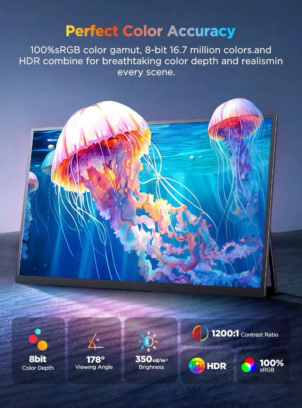 UPERFECT 4K Portable Touch Monitor 15.7" 3840 * 2160 UHD w/USB-C HDMI Laptop Display 1200:1 100% RGB IPS 10-Point Touch Screen
