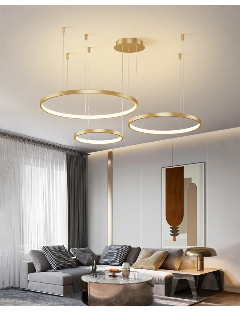 Living Room Ring Pendant Lights Acrylic Led Restaurant Chandelier Modern Minimalist Art Creative Personality Net Red Custom Lamp