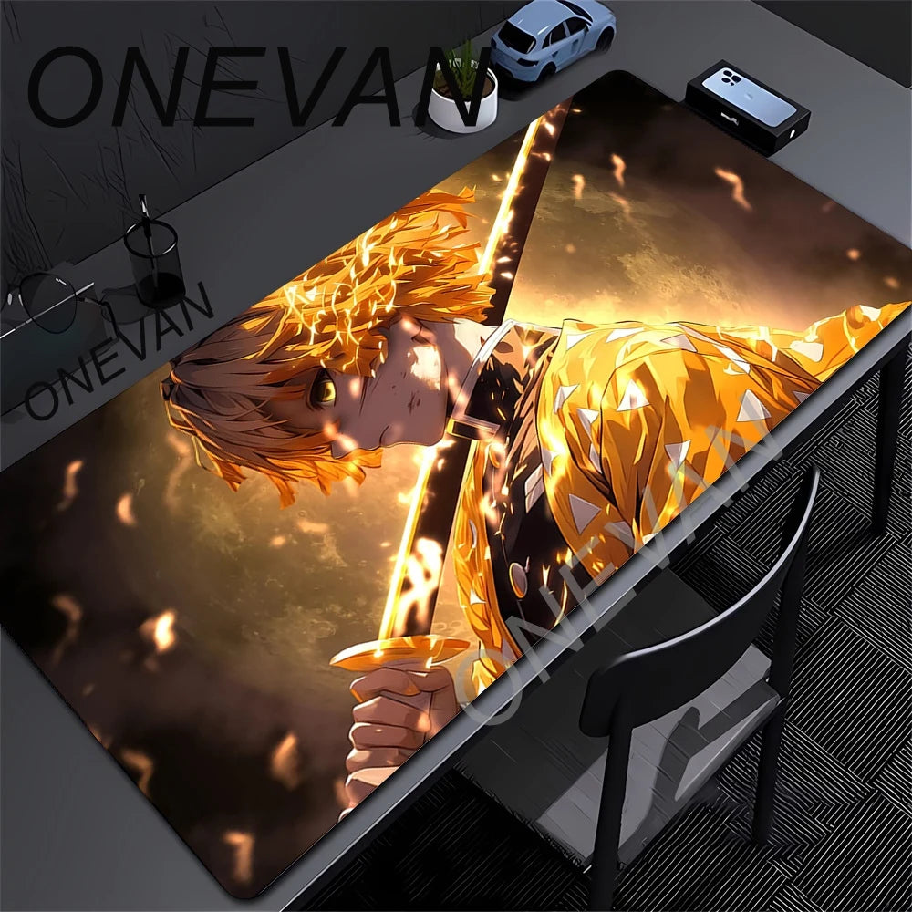 Mouse Pad Gaming Laptops Keyboard Mat Xxl Pc Desk Protector Deskmat Gamer Mats Anime Demon Slayers Rengoku Kyoujurou Pc Mousepad
