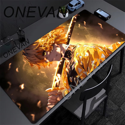 Mouse Pad Gaming Laptops Keyboard Mat Xxl Pc Desk Protector Deskmat Gamer Mats Anime Demon Slayers Rengoku Kyoujurou Pc Mousepad