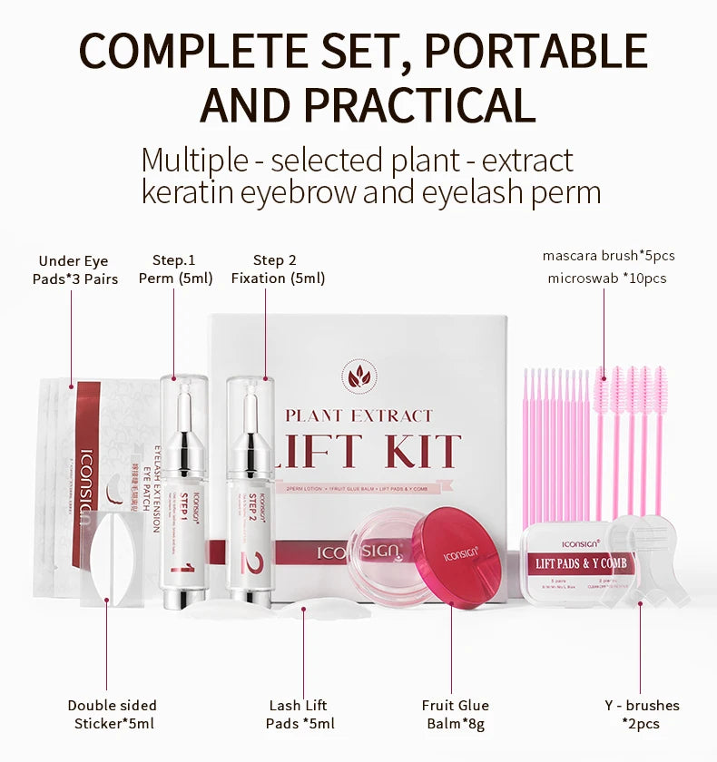 ICONSIGN Cysteamine Lift Kit 8-12 Min Plant Extract Vegan Ingredient Eensitive Skin Eyelash Brow lift Gift Beauty Makeup Sets
