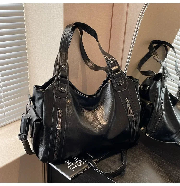 Soft Interior Compartment Shoulder Bags 2024 High Quality Contrasting Colors Bags for Women Fashion Zipper Pu Women's Handbags