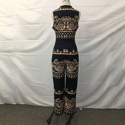 Slim Fitting Printed Sleeveless Women's Jumpsuit 2023 Spring New Casual Pants Rompers