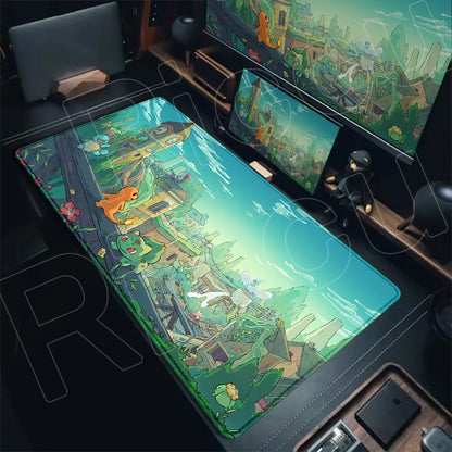 P-pokemon Bulbasaur Mouse Mats Rubber Mousepad Large Anime Gaming Accessories Pad Kawaii Carpet Cabinet Keyboard Office Deskmat