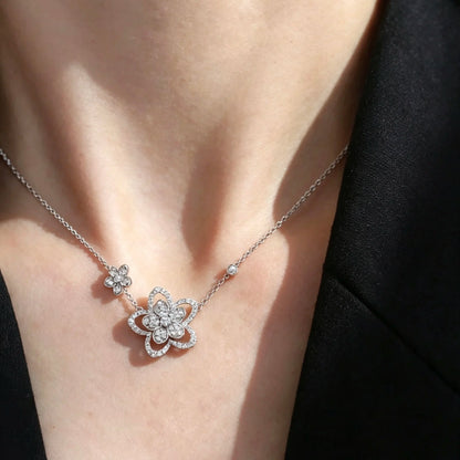 S925 Silver Butterfly Flower Pendant Women's Necklace AAAAA+ Sparkling Zircon High quality Luxury Wedding Party Exquisite Gift