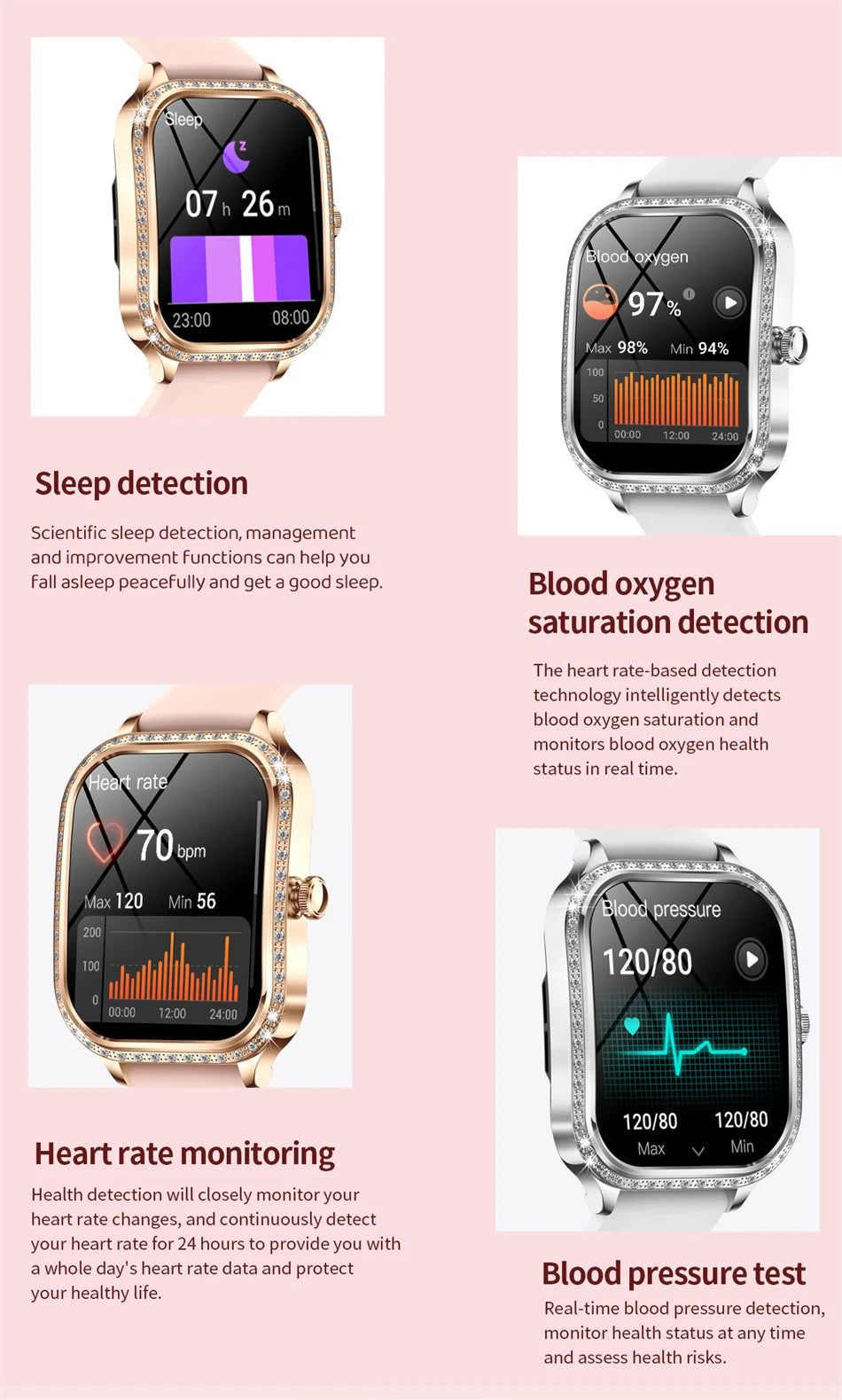 Fashion Women Diamond Watch 1.75 inch 360*360 HD Display Heart Rate Blood Oxygen Monitoring Bluetooth Call Smartwatch 2026 New