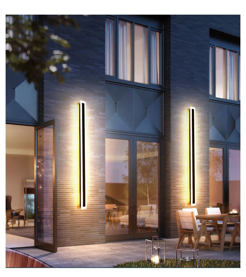 Modern Waterproof outdoor Long Strip LED wall lamps IP65 Iron Wall Light Garden porch Sconce Lights 110V 220V wall washer