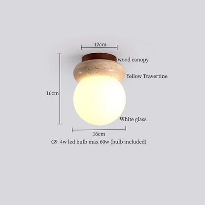 IWHD Japan Wabi Sabi LED Ceiling Lights Bedroom Bathroom Corridor Home Lighting Yellow travertine Ceiling Lamp Lampy Sufitowe