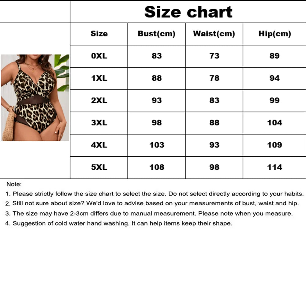 2026 Leopard Print Plus Size Swimwear Women Strapped Large One Piece Swimsuit Patchwork Big Swimwear Curvy Chubby Bathing Suit