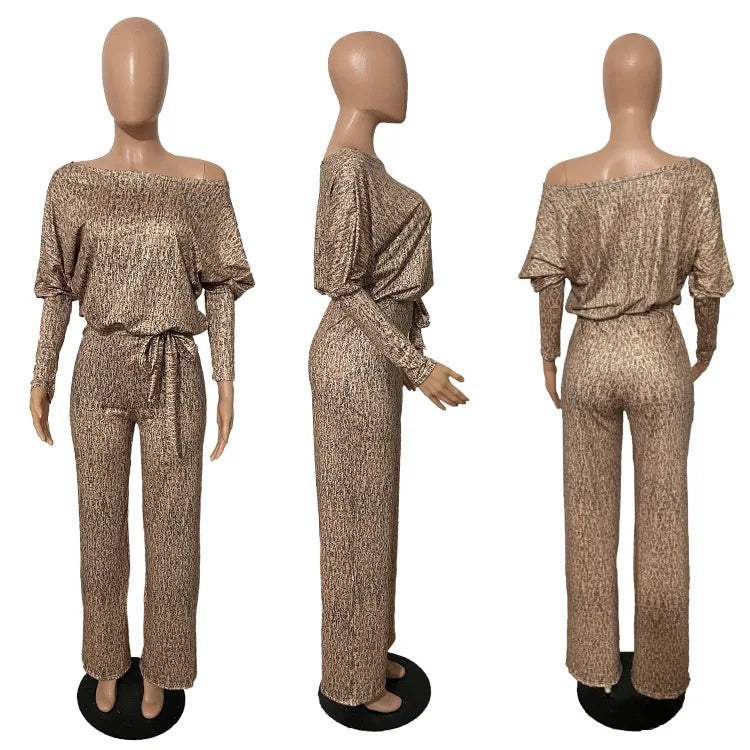 Jumpsuits Women 2022 Spring Long Sleeve High Waist Loose Belt Wide Leg Jumpsuit Elegant Office Ne Piece Outfit Party Overalls