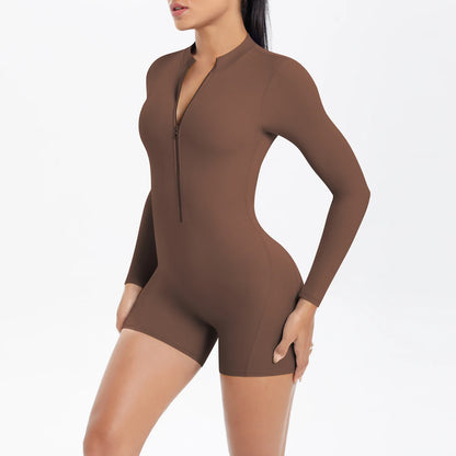 Women's Sports Shapewear Women Zipper Short Sleeve One Piece Gym Suit Breathable Quick Drying Sports Yoga Clothing Bodysuit