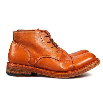 Luxury Top Quality Goodyear Cow Leather Men Boots Autumn Winter Vintage British Tooling Men Shoes Military Motorcycle Boots