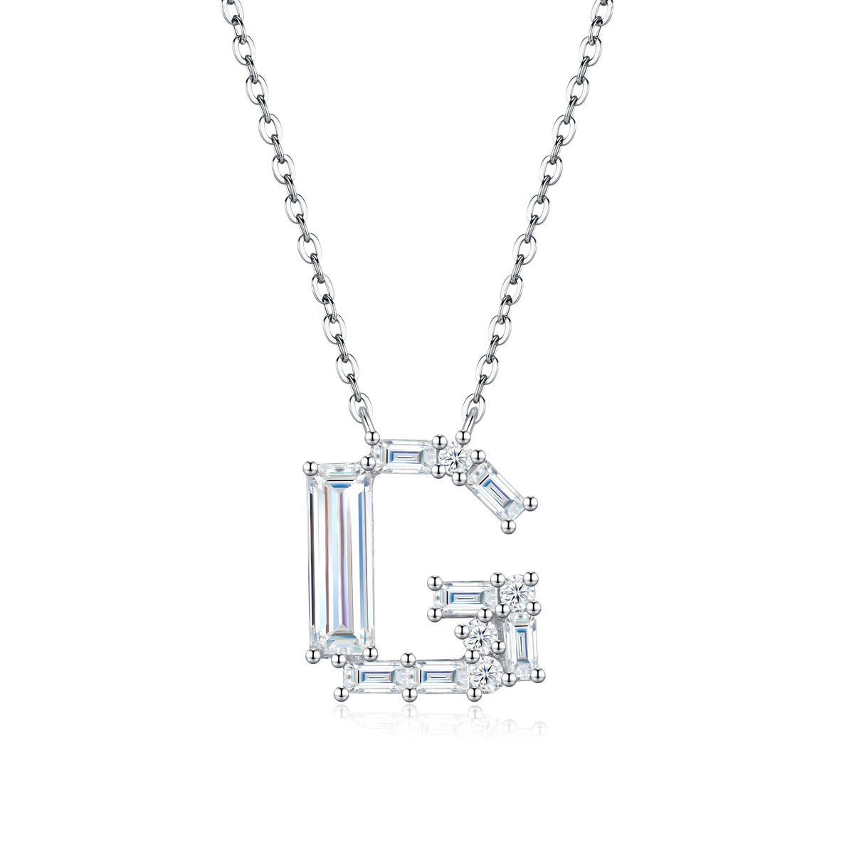 PureNew 26 Letter A-Z 4x12mm Moissanite Necklace For Women S925 Silver D Color 18k Plated Sparking Women's Moissanite Chain